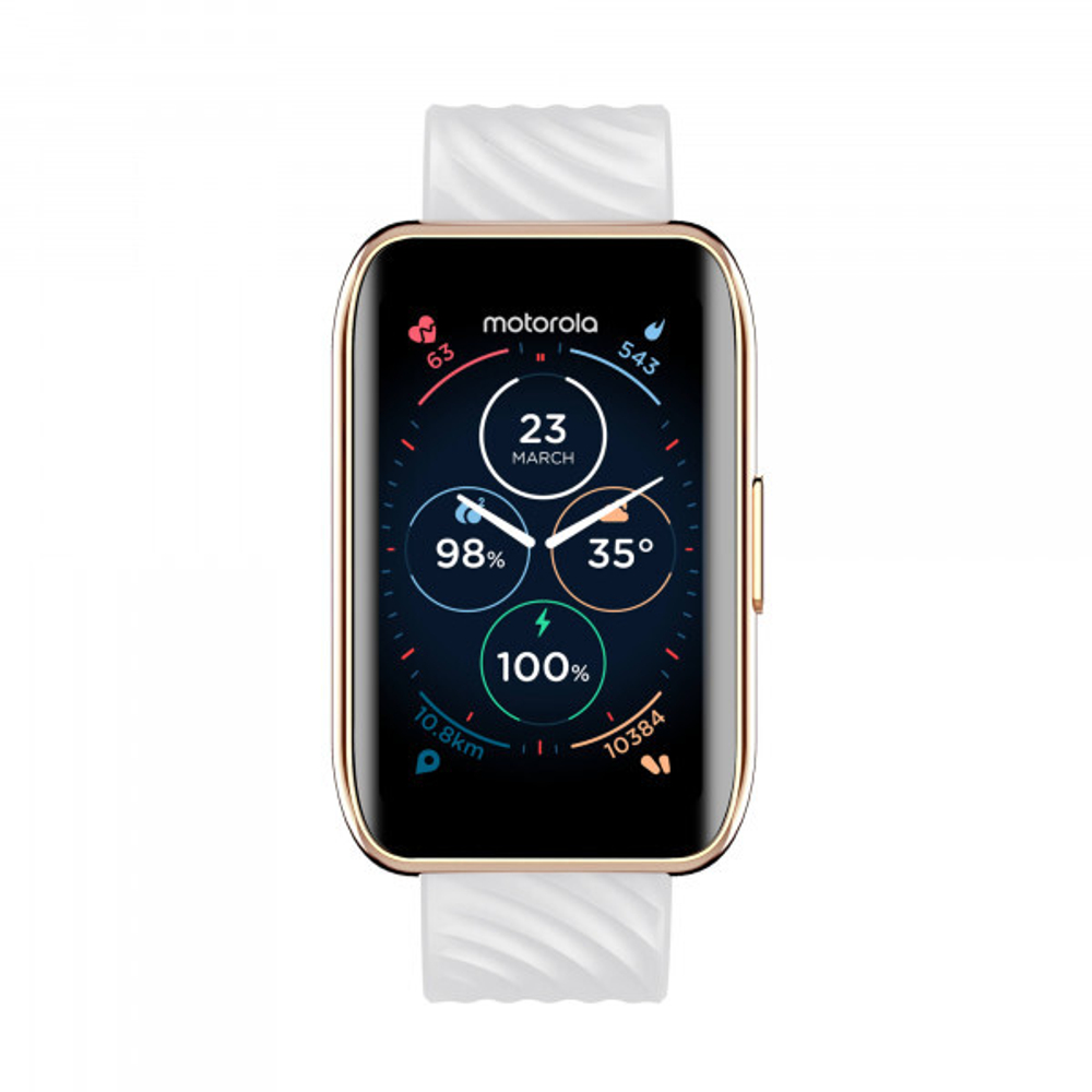 Смарт-часы Motorola Moto Watch 40 розовое золото, с белым ремешком