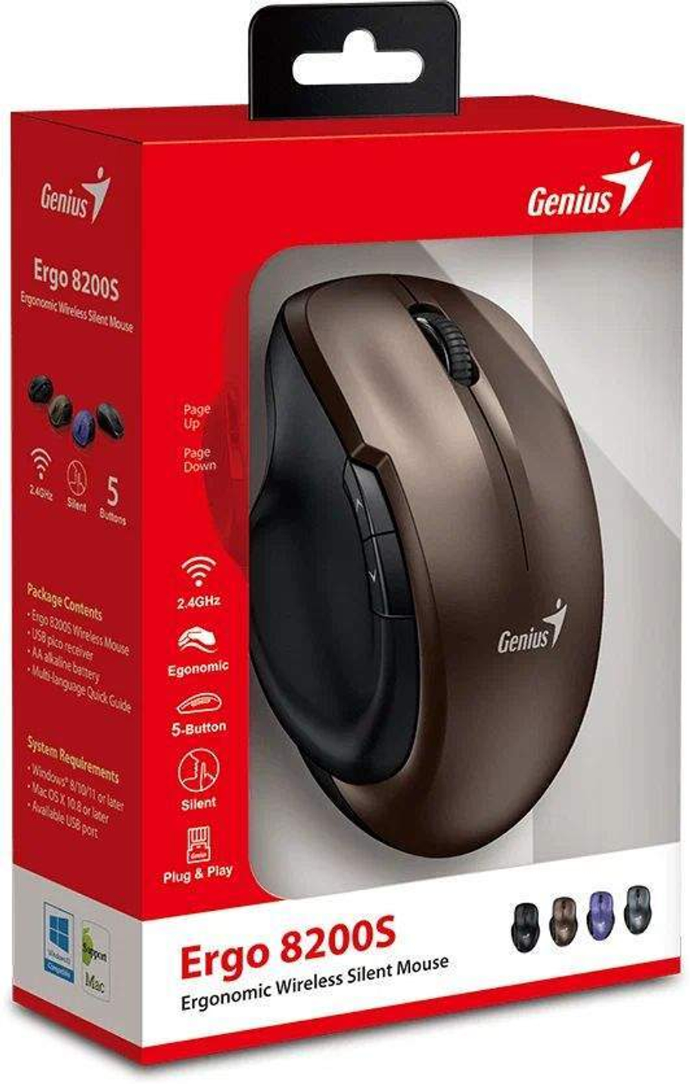 Беспроводная мышь Genius Ergo 8200S Brown/Black