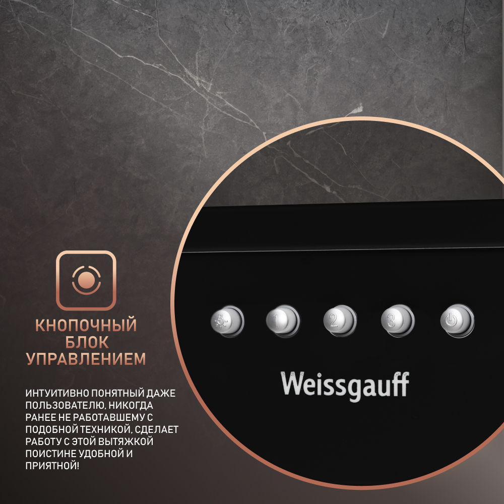 Вытяжка встраиваемая Weissgauff Alpha 50 PB BL черная