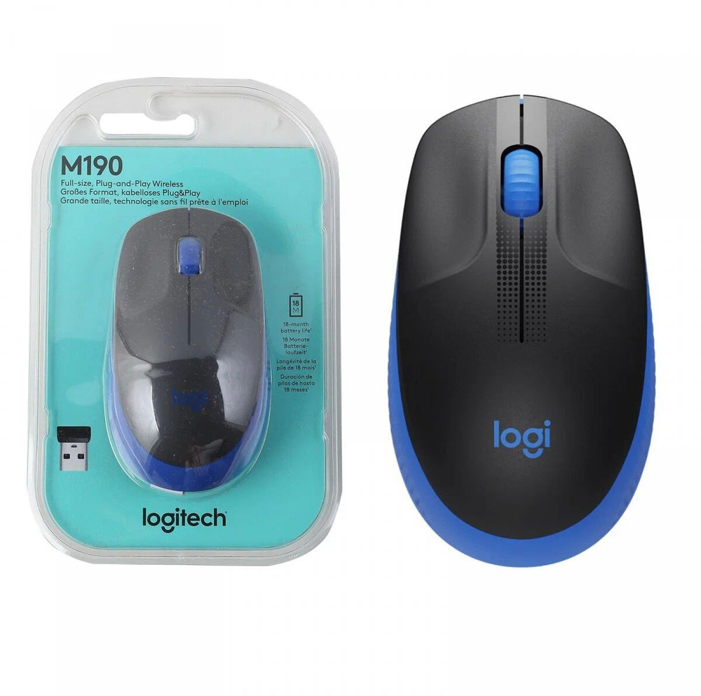Беспроводная мышь Logitech M190 Blue/Black (910-005925)