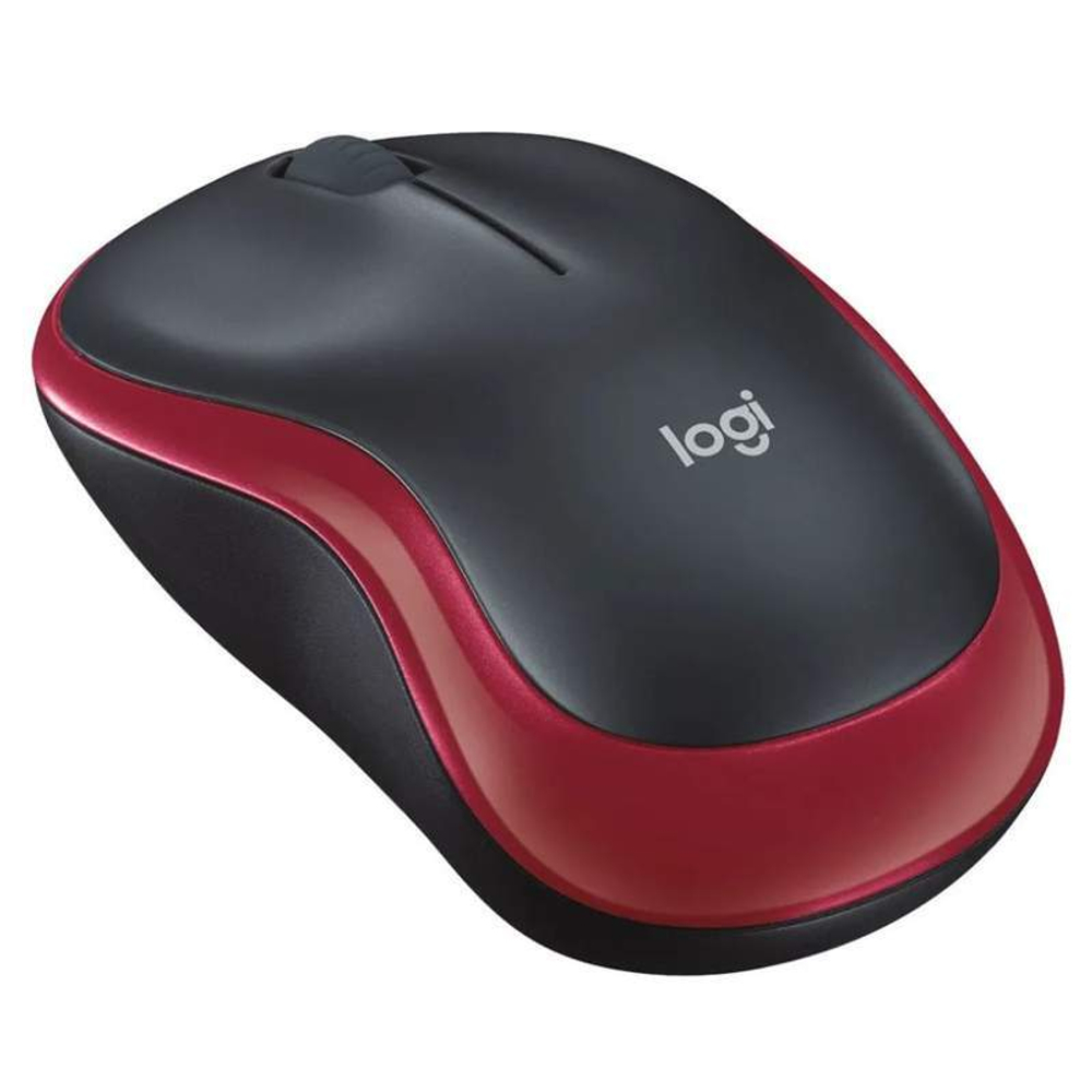 Беспроводная мышь Logitech M185 красный, черный (910-002237)