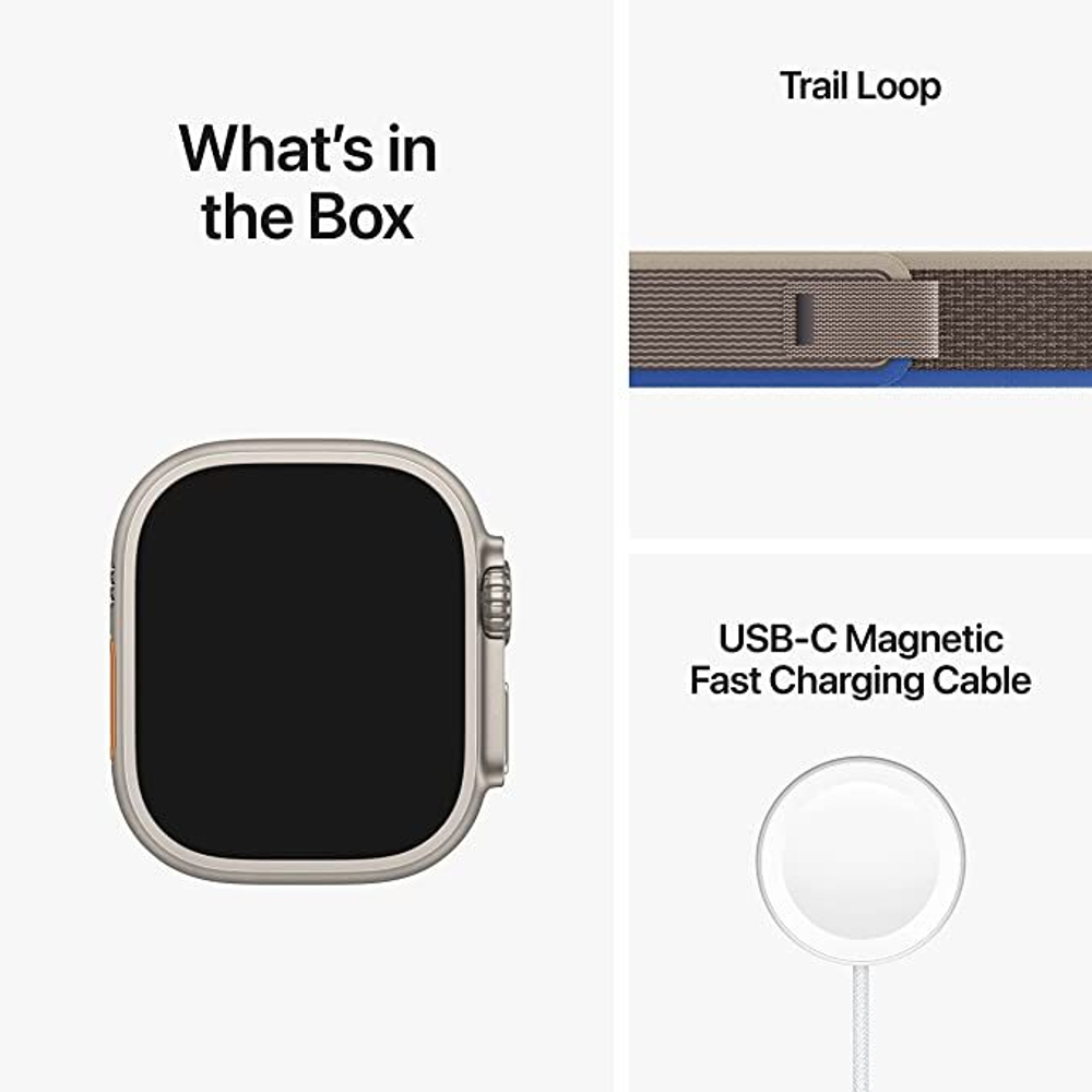 Apple Watch Ultra GPS + Cellular 49mm Titanium Case with Blue/Gray Trail Loop - M/L