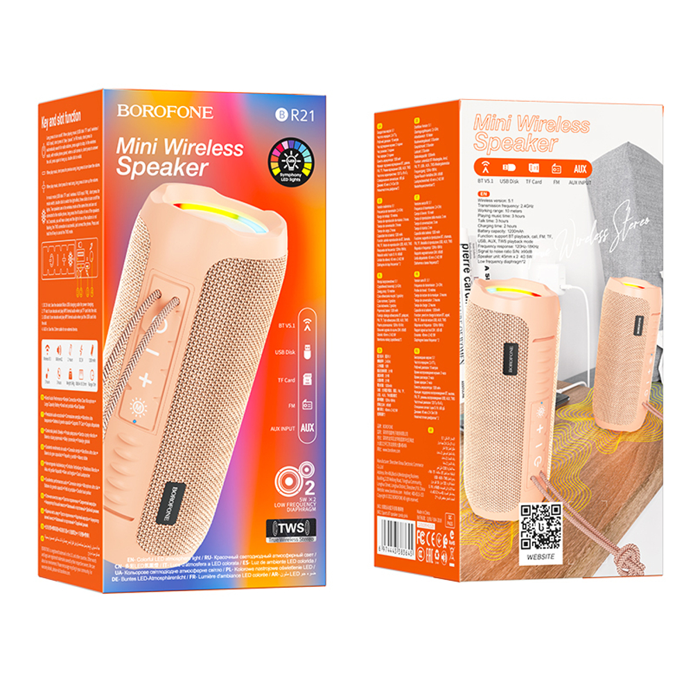 Портативная колонка Borofone BR21 Candy Pink
