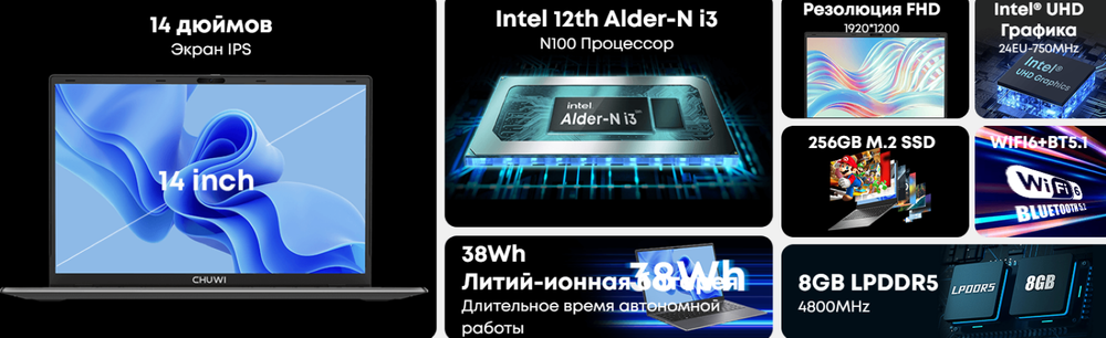 Ноутбук Chuwi GemiBook X pro Gray