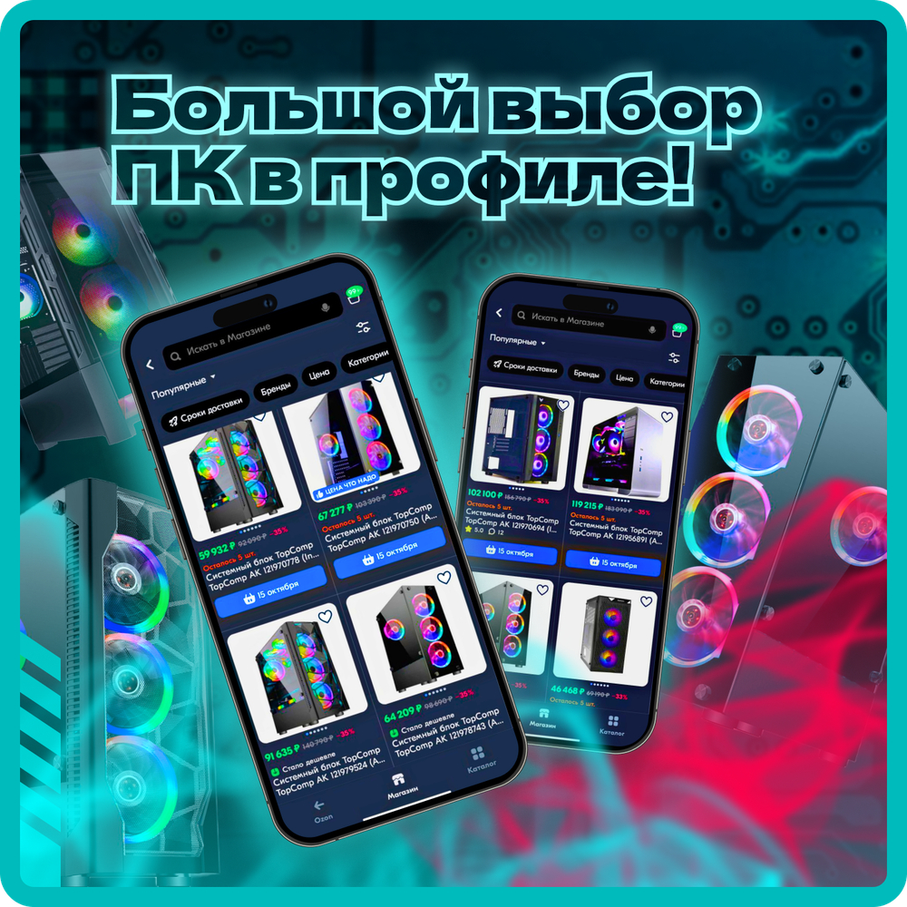 Системный блок TopComp AK 121970739 Core i5 10400F/RX 6600/SSD 256GB/HDD 1TB/RAM 16GB