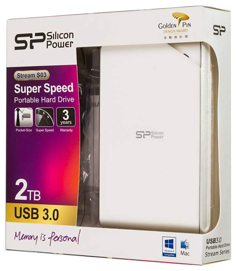 Внешний жесткий диск Silicon Power Stream S03 2ТБ (SP020TBPHDS03S3W)