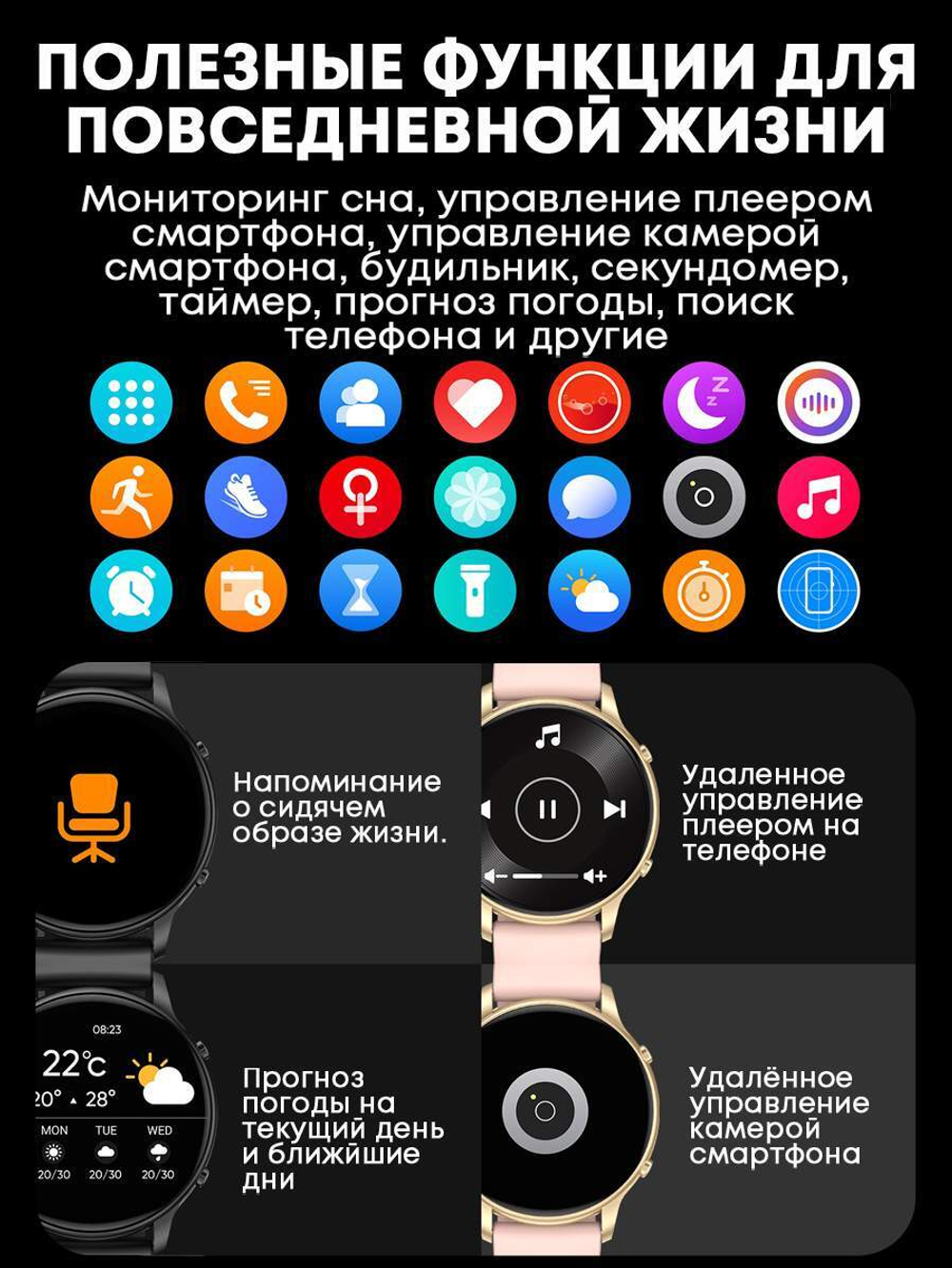 Смарт-часы Kingwear LW36 золотистый/розовый