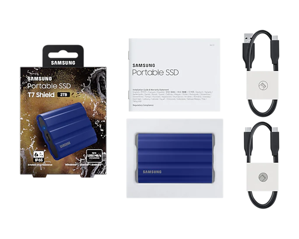 Внешний SSD диск Samsung T7 Shield 2 ТБ синий MU-PE2T0R/AM