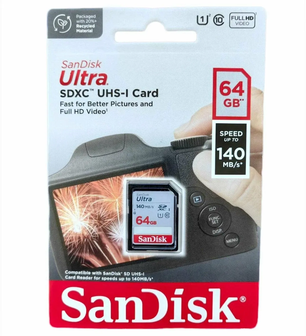 Карта памяти Sandisk 64Gb SD Ultra, SDSDUNB-064G-GN6IN