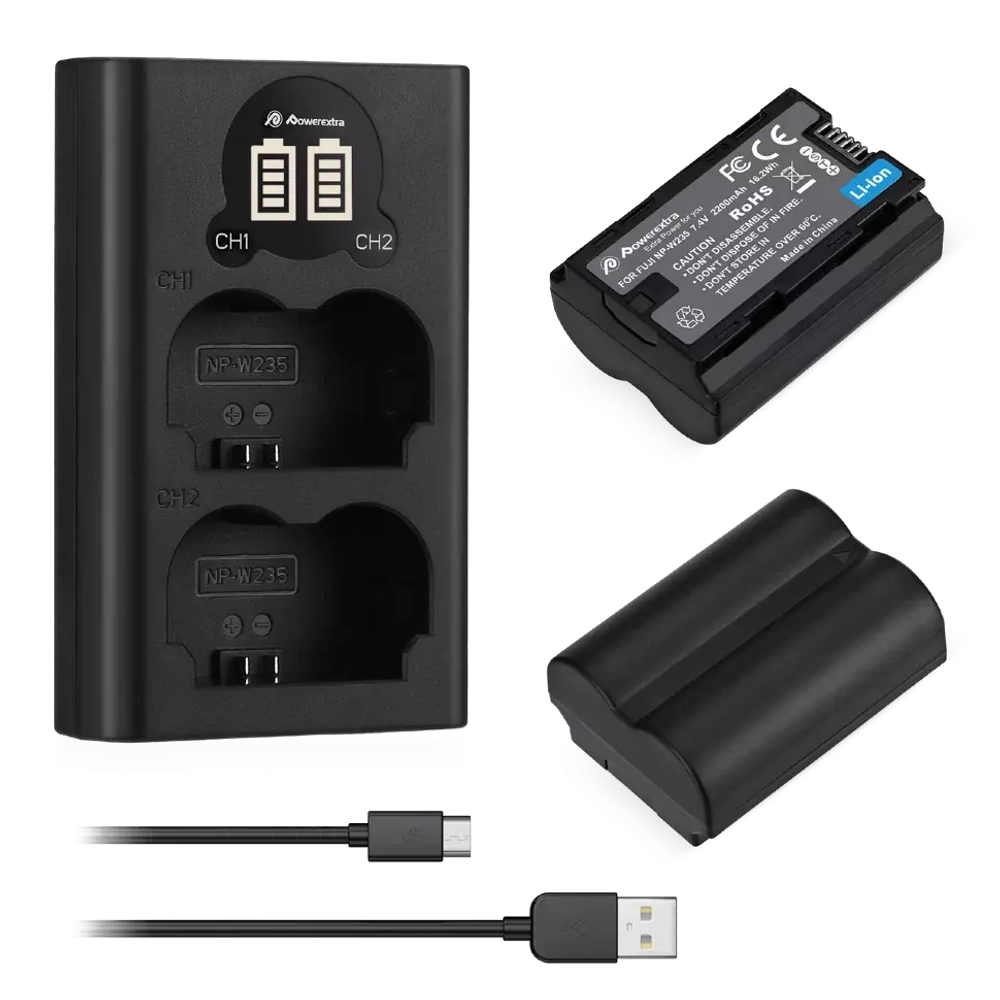 Аккумулятор Powerextra NP-W235, 2 шт + зарядное устройство FJ-W235USB-B